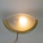 Herda Holland - Wandlamp - Hollywood Regency - Messing - Gesatineerd Glas - 80'S thumbnail 3