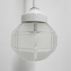 Art Deco Hanglamp Met Achthoekige Matglazen Kap thumbnail 7