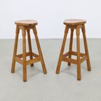 2x Barkruk Pinewood 1970 Vintage thumbnail 4