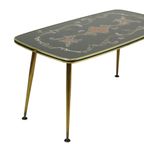 Fifties Rockabilly Salontafel Glas Conische Gouden Poten 90cm thumbnail 5
