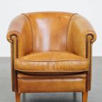 In Goede Staat Verkerende Charmante Schapenleren Clubfauteuil Met Een Warme Kleurstelling thumbnail 12