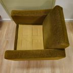 Vintage Fauteuil Stoel Ribstof Groen Messing thumbnail 15