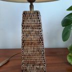 Vintage Rotan Tafellamp Met Linnen Lampenkap thumbnail 6