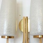 Retro Vintage Wandlamp Lamp Messing Jaren 60 Glas Goud thumbnail 4