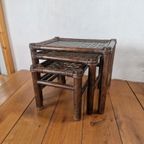 Vintage Manou Bamboe Nest Tafeltjes Mimi Set Jaren 70. thumbnail 3