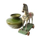 Vintage Houten Speelgoed Paard Op Wieltjes, Duitsland Jaren '30 thumbnail 2