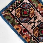 Handgeknoopt Wollen Smyrna Tapijtje. Vintage. 39x57 thumbnail 6