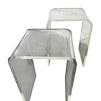 Set Van 2 Vintage Plexi Curved Bijzettafeltjes / Sidetables thumbnail 8