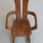 Brutalist Rocking Chair In Solid Oak By De Puydt, 1970S thumbnail 8