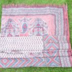 Antieke 19e Eeuwse Perzische Kalamkari/kalmikara Paisley Sjaal thumbnail 12