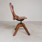 Eiken Bureaustoel, Atelierstoel, In Hoogte Verstelbaar, Jaren 30 thumbnail 12