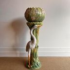 Italiaanse Art Nouveau Piëdestal Met Pot Kraanvogel Vintage thumbnail 2