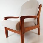 Vintage Deense Dyrlund Fauteuil Nieuw Gestoffeerd Off White thumbnail 13
