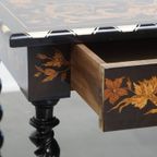 Prachtige En Sierlijke, Antieke 19e Eeuwse Hollandse Marqueterie Tafel thumbnail 18