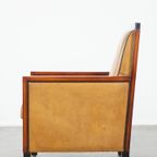 In Goede Staat Verkerende, Strakke Art Deco Design Fauteuil Met Leuke Details Gemaakt Van Schapen thumbnail 6