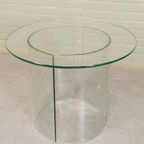 Vintage Ronde Glazen Bijzettafel, Postmodern thumbnail 7