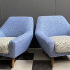Set Of Two Blue And White Wool Chairs 1960S thumbnail 4