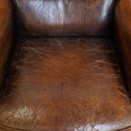 Vintage Stoere Schapenleren Armchair Met Een Hoge Rug En Een Goed Zitcomfort thumbnail 6