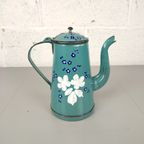 Antieke Emaille Kan Met Bloemen thumbnail 4