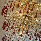 Xxl Murano Teardrop Kroonluchter Hanglamp Vintage Goud Frame thumbnail 17