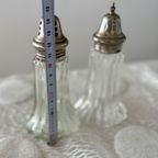 Vintage Peper En Zoutstel Glas En Metaal thumbnail 2