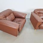 Vintage Set Of 2 De Sede Ds 101 Fauteuil Dik Bruin Leer ’70 thumbnail 4