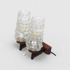 Vintage Dubbele Wandlamp - Hout, Glas Jaren '60 thumbnail 2