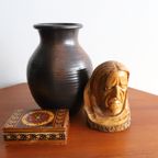 Vintage Grote Keramiek Vaas Bruin, Jaren '60/'70 thumbnail 5