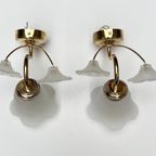 Set Van 2 Messing Art Deco Muurlampen Bloem, 1960's thumbnail 9