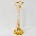 Vintage Murano Gedraaid Vaasje Zalmroze Iriserend Glas thumbnail 7