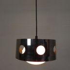 Vintage Hanglamp Met Chromen Cilinder En Glazen Bol thumbnail 10