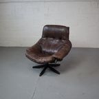 Leather Swivel Lounge Chair By Gerald Easden For Module thumbnail 4