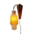 Vintage - Wall Mounted Lamp With Double Glass Shade - Teak Mounting - 1960’S thumbnail 3