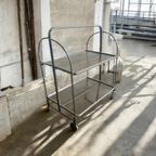 Vintage Inklapbare Bar Cart / Bijzettafel Op Wieltjes thumbnail 2
