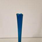 Vintage Petrol Blauwe Glazen Vaas Fles Vaasje Jaren 60 thumbnail 3