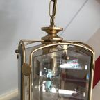 Vintage Midden Maat Hang Lamp Met Geslepen Rook Glas Plaatjes thumbnail 4