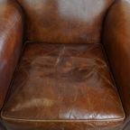 Karaktervolle En Tijdloze Rundleren Design Fauteuil/ Armchair Met Mooie Ronde Vormen En Siernagel thumbnail 13