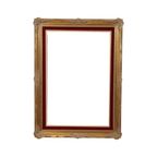 Vintage Vergulde Lijst Barok Stijl Rood Fluweel Klassiek 76x56cm thumbnail 2