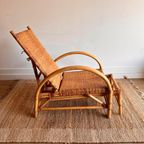 Rotan Bamboe Loungechair Fauteuil Vintage thumbnail 3