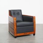 Luxe Art Deco Schuitema Design Fauteuil Model Frank Uit De Decoforma Serie Met Zwart Leer thumbnail 2