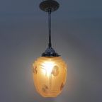 Art Deco Hanglamp Met Roze Glazen Kap thumbnail 6