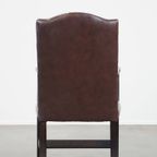 Mooie En Statige, Luxe Donkerbruine Engelse Rundleren Chesterfield Eetkamer/Bijzetstoel thumbnail 5