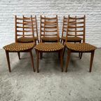 6X Vintage Houten Eetkamerstoelen Met ‘Ladder’ Rugleuning thumbnail 6