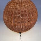 Rotan Bolvormige Vloerlamp / Tafellamp. Duitsland 1980'S thumbnail 17