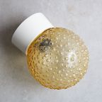 Bubbelglas Plafondlamp / Plafonnière, Vintage Verlichting, Amber thumbnail 2