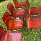 Set Van 6 Pagholz Stoelen Eetkamerstoelen Vintage thumbnail 6