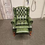 Chesterfield Lazychester Relax Fauteuil – Antiek Groen, Leer thumbnail 2