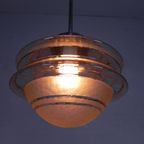 Art Deco Hanglamp Met Ufo-Vormige Glazen Bol, Jaren 30 thumbnail 10