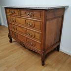 Vintage Frans Dressoir Commode, Ladekast Badkamermeubel Met Marmer Blad 405 thumbnail 7