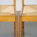 Set Van 4 Eikenhouten Haagse School Design Eetkamerstoelen Uit Begin 1900 Met Rieten Zittingen thumbnail 14